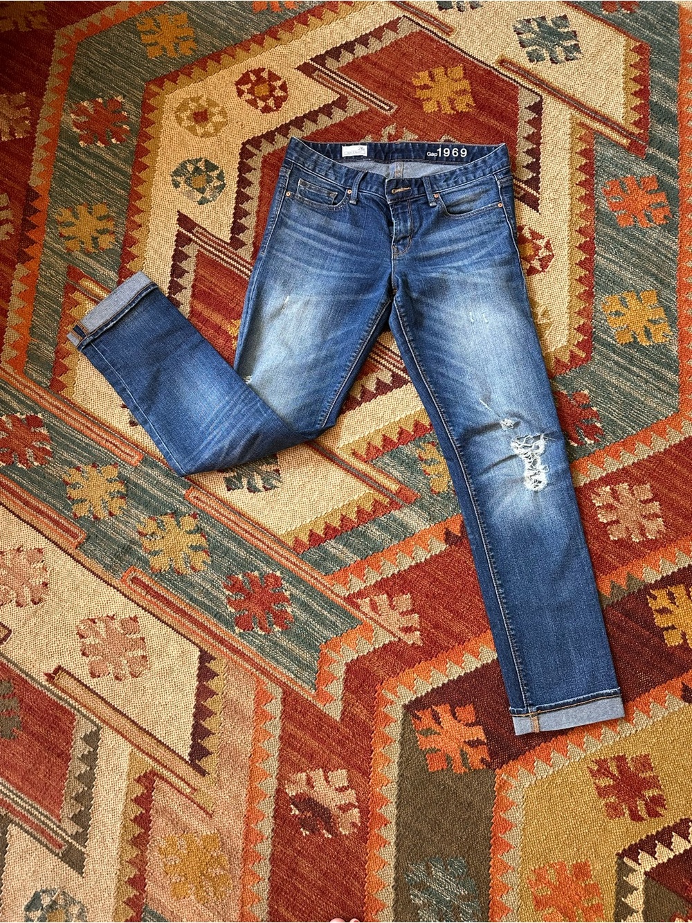 GAP Women's Distressed Real Straight Jeans